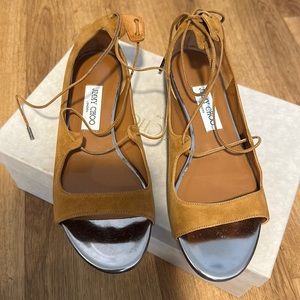 Jimmy Choo Vernie Flat Canyon/Steel Suede/Mirror leather